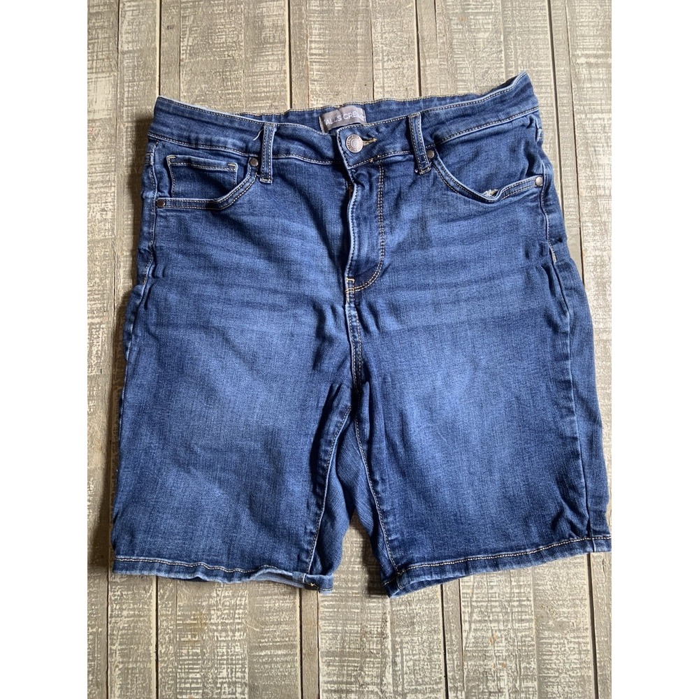 Falls Creek Women's Denim Bermuda Shorts Size 12 Blue Stretch Mid Rise Women